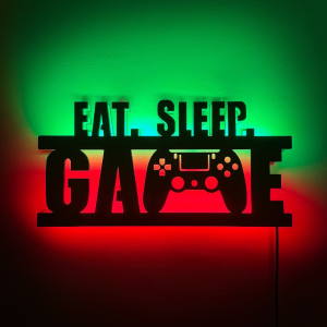 Eat, Sleep Game Glow at Night Neon LED Wall décor Light for Gamers and Playroom Décor
