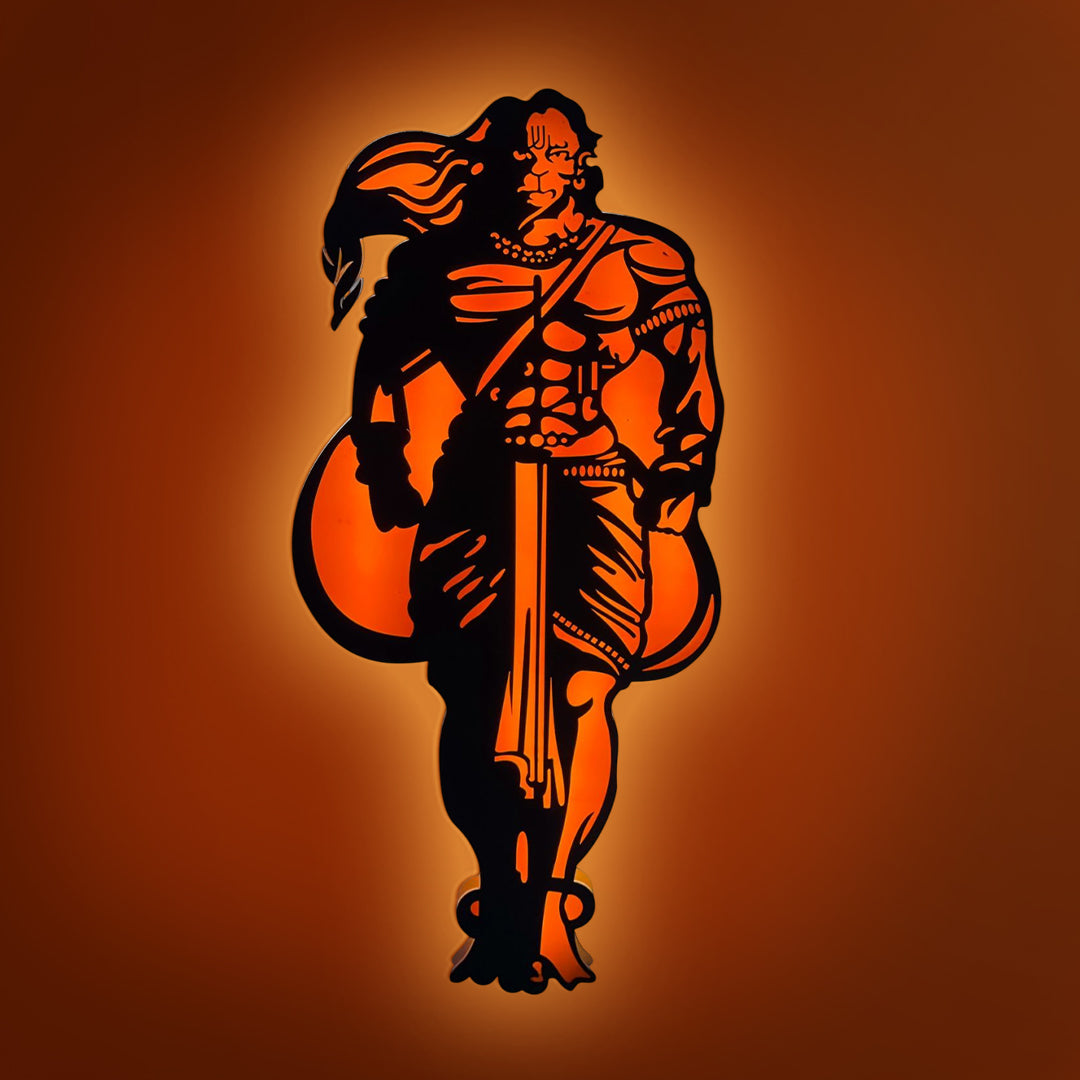 Hanuman Ji LED MDF Wall Decor Light: Divine Illumination for Living Room / Office / Bedroom Wall Hanuman Ji LED MDF Wall Decor Light: Divine Illumination for Living Room / Office / Bedroom Wall