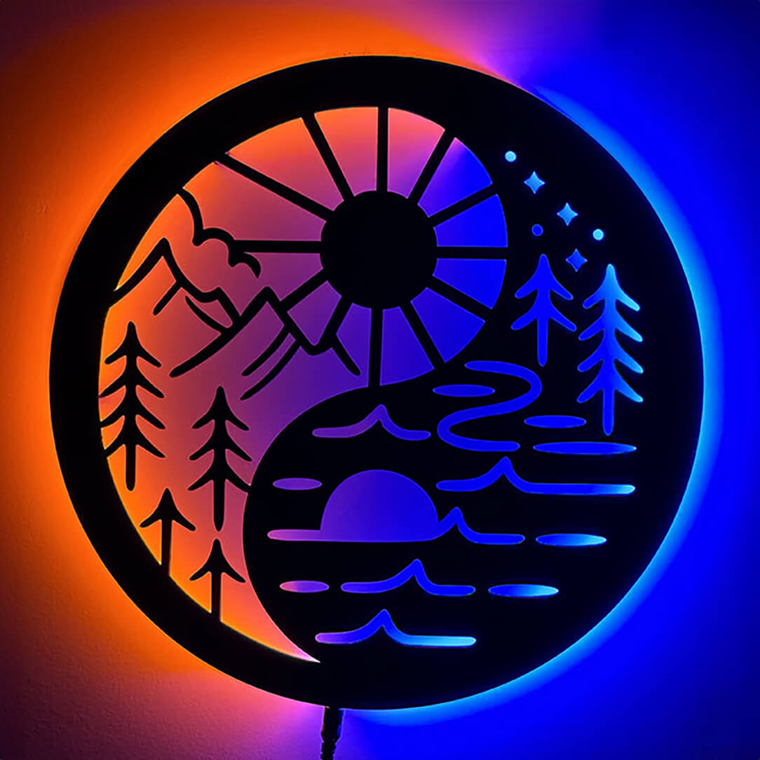 Wooden Neon Feng Shui Wall Décor Light | Home Decor for Living Room & Office Wooden Neon Feng Shui Wall Décor Light | Home Decor for Living Room & Office